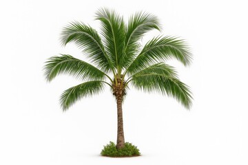 Obraz premium Green tropical foliage on a plain white backdrop