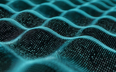 Abstract Data Wave with Glowing Dots Representing Digital Flow
