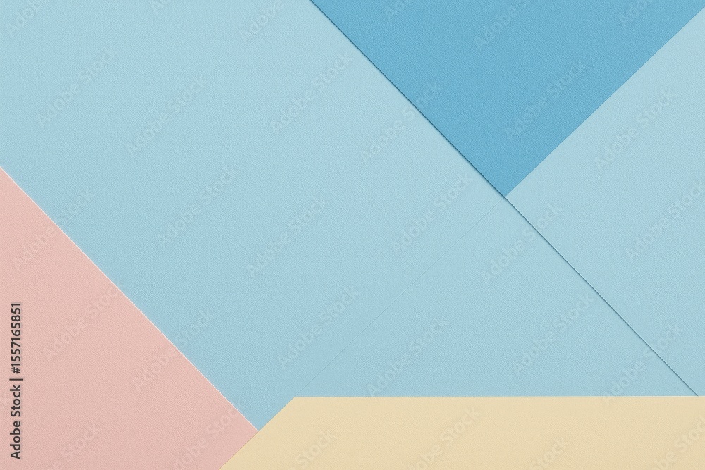 Poster simple paper design with a soft blue pastel backdrop featuring clean geometric forms and lines