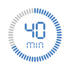 Timer 40 minute. Stopwatch isolated set icons. Countdown timer symbol icon set. vector illustration.