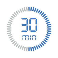 Timer 30 minute. Stopwatch isolated set icons. Countdown timer symbol icon set. vector illustration.