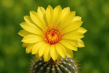Obraz premium Mockingbird cactus with vibrant yellow bloom