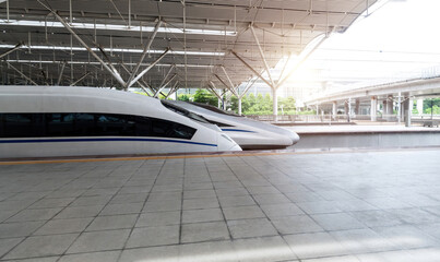 High speed train parking on train station
