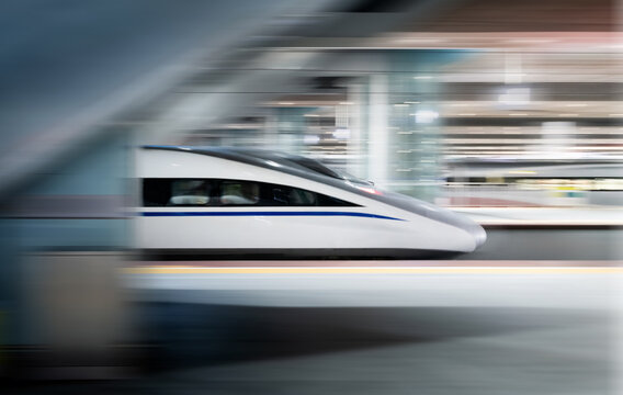 High speed train moving on railway