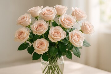 Obraz premium Sunlit floral arrangement in a glass container