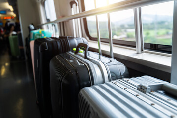 Suitcases in the train aisle © xy