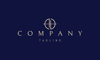 A vector golden logo featuring an abstract image a circle with a horizontal bar inside, forming the letter H in a minimalist style.