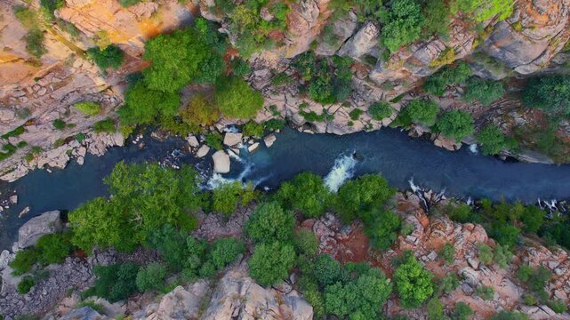 River from Koprulu Tazi Canyon. Manavgat Antalya Turkey aerial top view