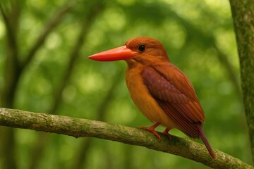 Shade-residing Ruddy Kingfisher enjoying a break under a tree