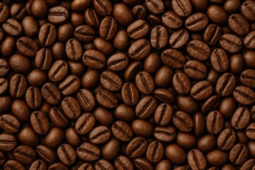 Obraz premium Dark roasted coffee beans as a backdrop