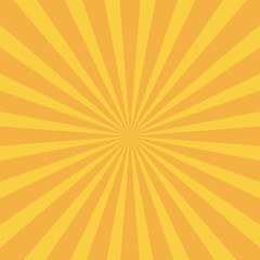 Sun ray light. Circus background of spiral yellow orange rays vector. Radiate sunlight. Vintage stripes halftone radial wallpaper for poster, banner. Vector illustration.