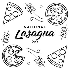 NATIONAL LASAGNA DAY vector illustration