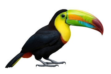 Naklejka premium Realistic illustration of a keel-billed toucan with transparent background, ideal for nature and wildlife projects