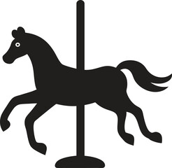 Carousel Horse Silhouette A Classic Fairground Ride in Simple Black vector