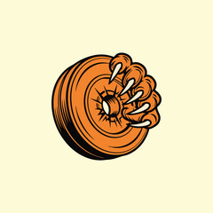 vector illustration of an tiger hand with gum weight