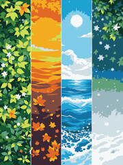 seamless pattern with seasonal textures