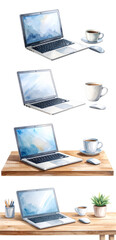 Stylish workspace with laptop, coffee, and plant for productivity and creativity.