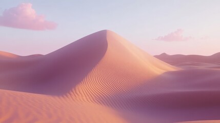 Sunrise over a tranquil desert dune landscape.