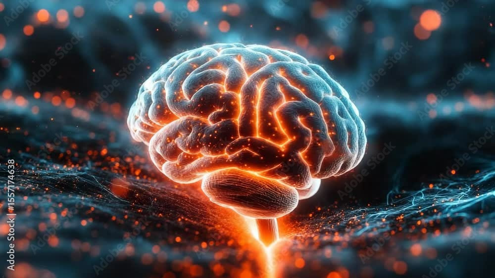 Aufkleber futuristic digital brain network visualization with glowing neural pathways