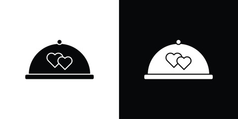 Obraz premium Wedding dinner icon. Black Silhouette. Graphic illustration.