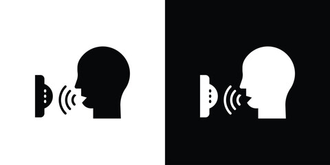 Voice control icon. Black Silhouette. Graphic illustration.