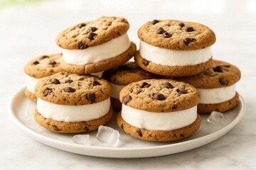 Detailed view of handcrafted chocolate cookie sandwiches
