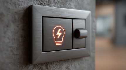 Sustainable Business Practices Closeup of Energy-Saving Icon in Modern Office Environment