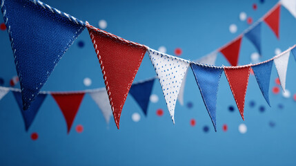 French Flags Waving Against Blue Sky - Bastille Day - 14th July