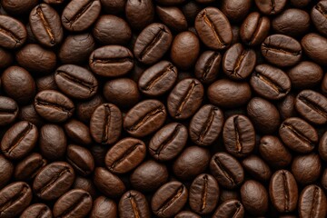 Naklejka premium Detailed view of roasted coffee beans in a cluster