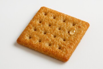 Detailed view of a nutritious whole wheat crispbread against a plain white backdrop