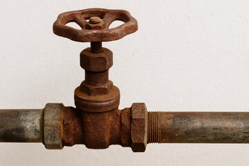 Macro shot of a corroded valve component