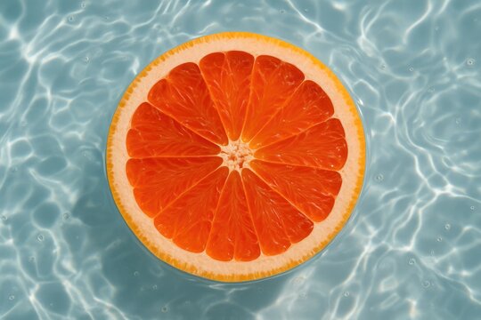 Detailed view of a citrus segment submerged in liquid