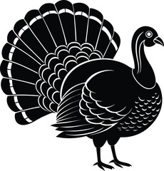 Traditional Wild Turkey Silhouette with Spread Fan Tail
