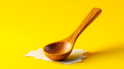 Wooden spoon, yellow background, paper, minimalist, food, cooking, recipe, studio shot, advertising