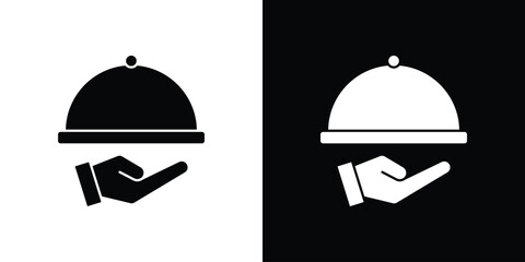 Fototapeta premium Restaurant Tray icon. Black Silhouette. Graphic illustration.