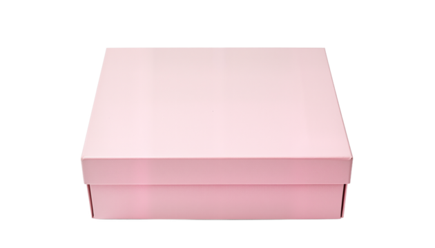 Pink gift box with lid on a plain background, isolated, transparent background, no background  