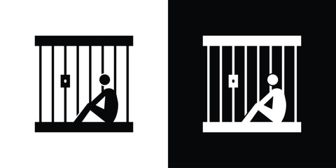 Jail icon. Black Silhouette. Graphic illustration.
