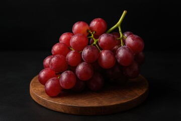 Dark background with bunches of red grapes