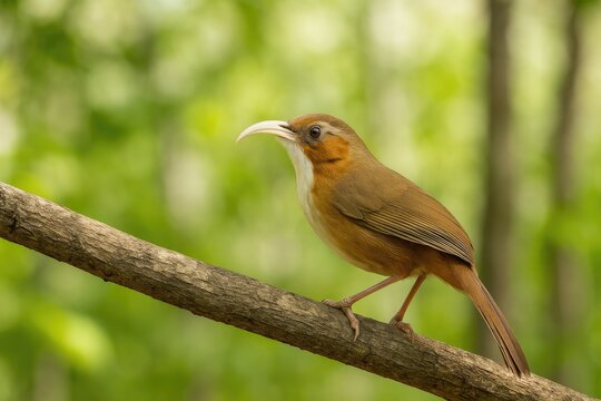Bird with rusty cheeks perched on a branch