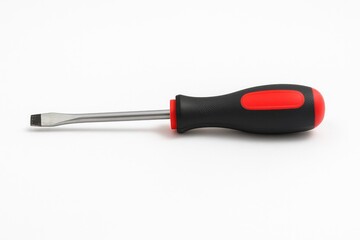 Tools for fastening: a screwdriver on a plain white backdrop