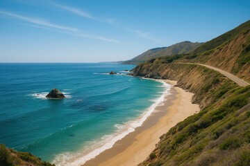 Fototapeta premium Picturesque shoreline along the scenic Pacific route in the western United States