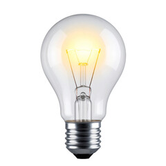  Modern LED-style light bulb with radiant yellow light burst effect, transparent background PNG