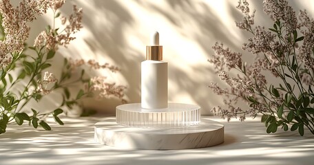 Elegant Cosmetic Bottle Mockup Natural Beauty