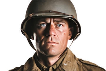 Historical portrait of a World War 2 army soldier wearing military uniform