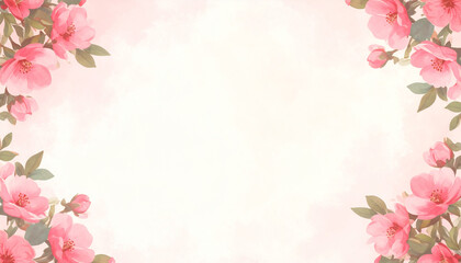 Luxurious wallpaper. Banner with flowers. Watercolor pink, blue, lilac spots on a white background. Shiny flowers and twigs. Copy space for text