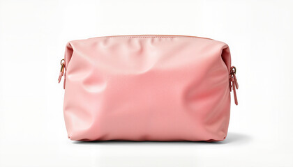 Pink travel bag with zipper on a white background, isolated, transparent background, no background  