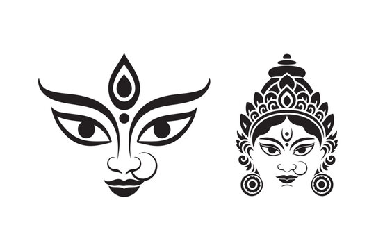 Maa Durga silhouette  vector  illustration