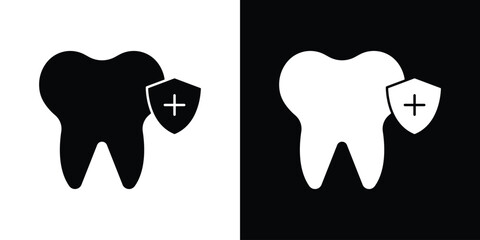 Dental insurance icon. Black Silhouette. Graphic illustration.