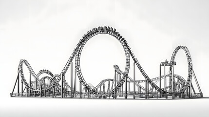 Fototapeta premium roller coaster on white backgroung