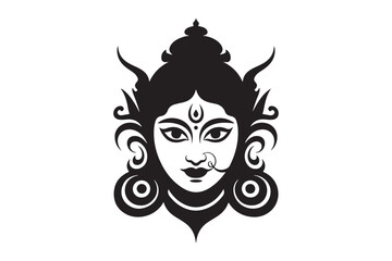 Maa Durga silhouette  vector  illustration, Maa Durga Face silhouette  vector 